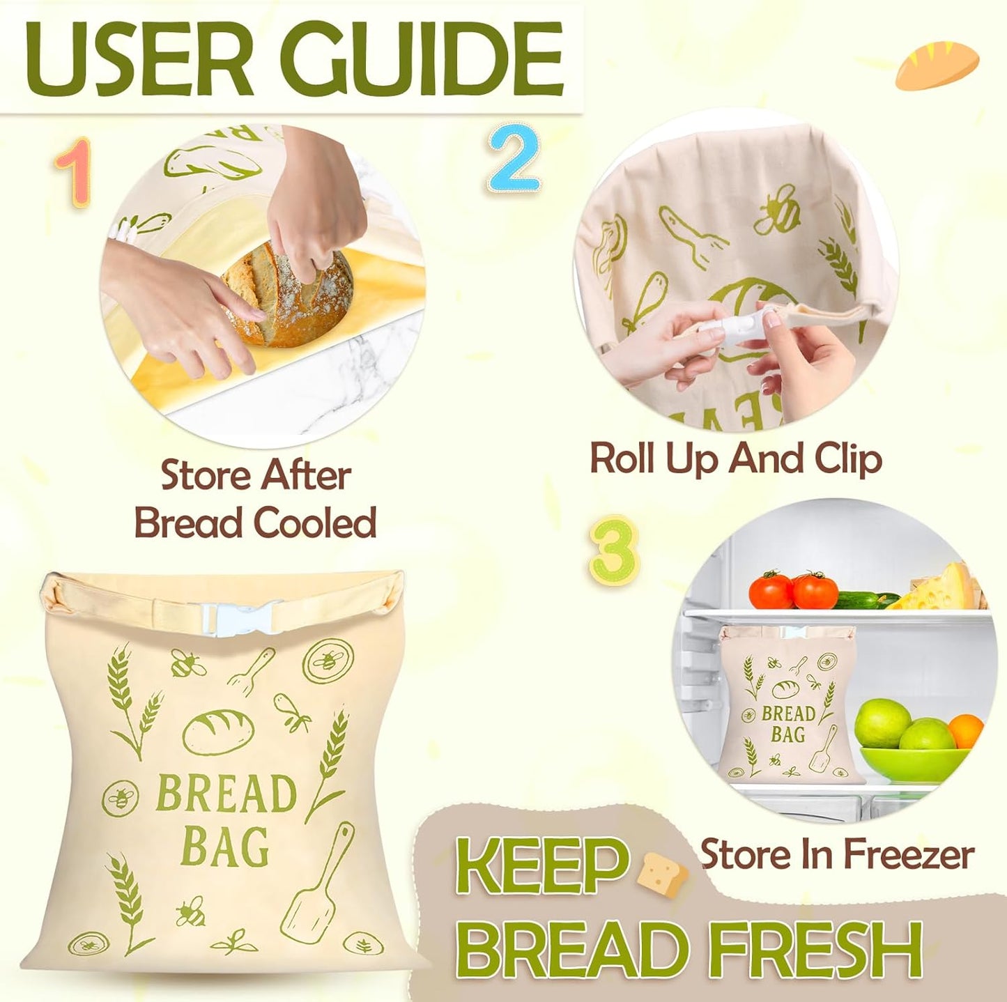 2 Pack Beeswax Bread Bag for Sourdough - Reusable Sourdough Bread Bags, Bread Bags for Homemade, Keep Your Loaf Fresh for Days Extra Large and Easy to Clean Cotton Storage Bag XL 17x13 Inch