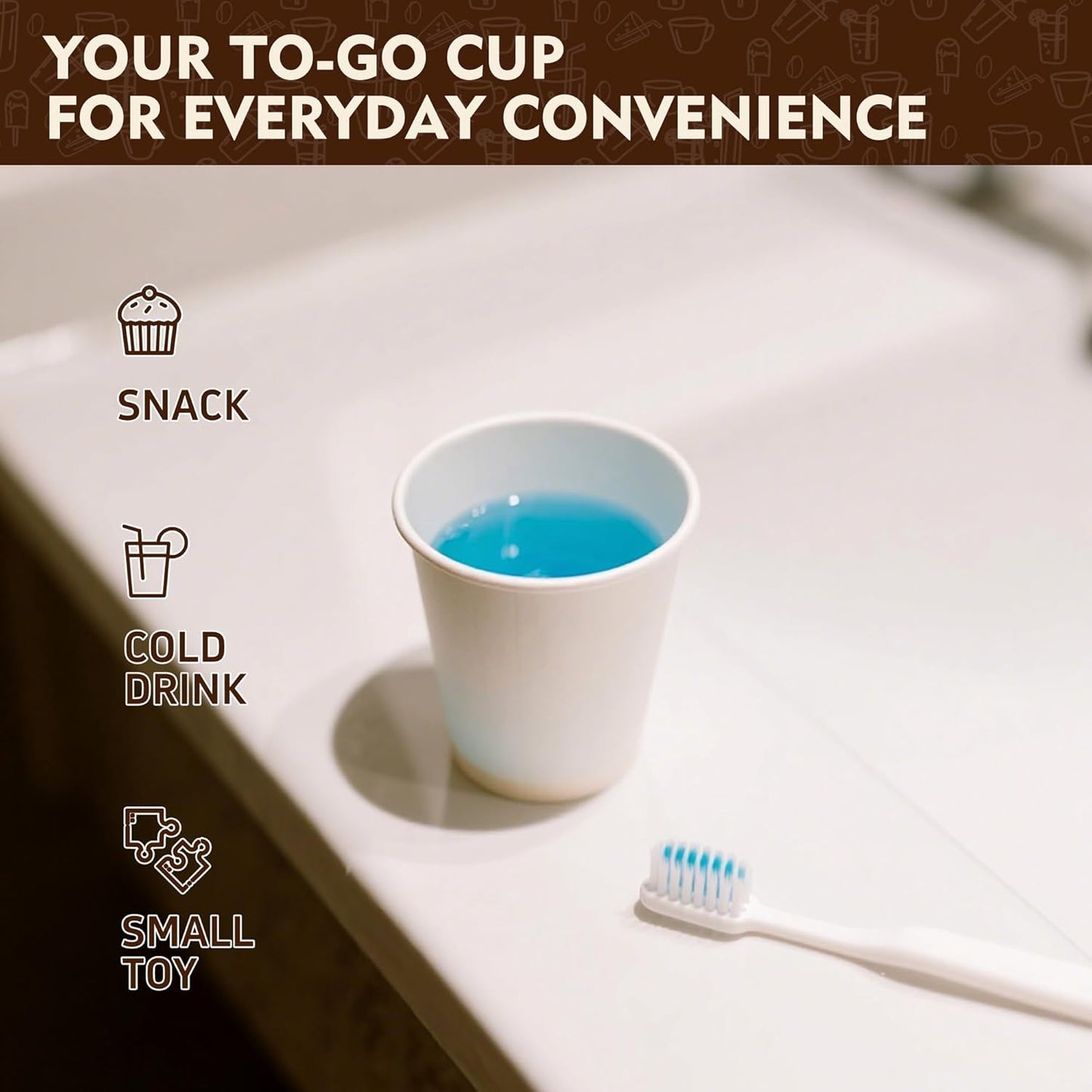 YEEHAW 3 oz 600 Pack Disposable Paper Coffee Bathroom Cups, Small White Mouthwash Cup for Bathroom