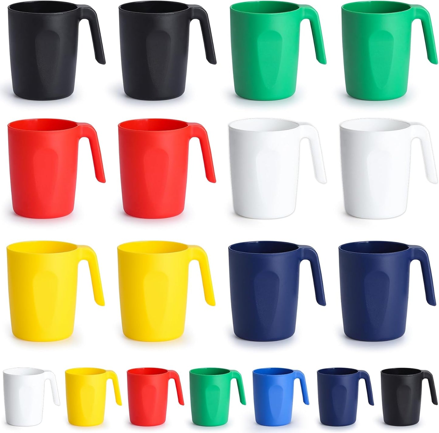 Kyraton Plastic Mug Set 12 Pieces, Mutil Color Unbreakable And Reusable Light Weight Travel Coffee Mugs Espresso Cups Easy to Carry And Clean, Dishwasher Safe