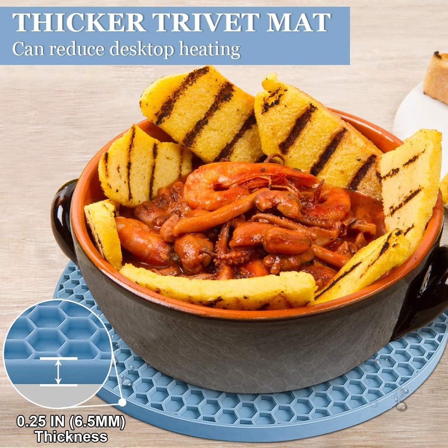 Silicone Trivet Mats - Walfos Heat Resistant Pot Holders Set, 4pcs 2 Sizes 7 Inch & 9 Inch, Multipurpose Non-Slip Hot Pads for Hot Pot, Hot Dishers, Jar Opener, Food Grade & BPA Free (Nordic Blue)