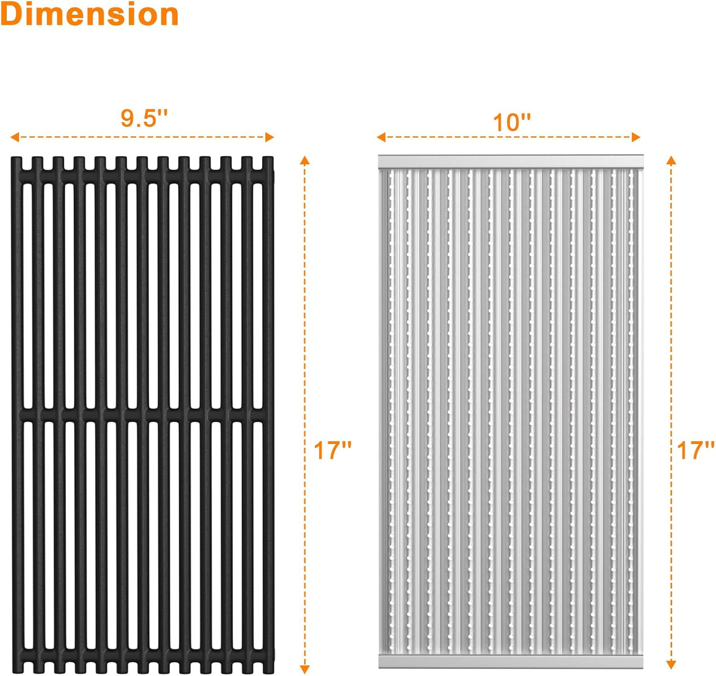 Cooking Grates and Emitter Plates Replacement Parts for Charbroil Commercial TRU-Infrared 4 Burner Grills 463242715 463242716 463276016 466242715 G533-0009-W1 G533-2200-W1 17" x 9 1/2" Grill Grid