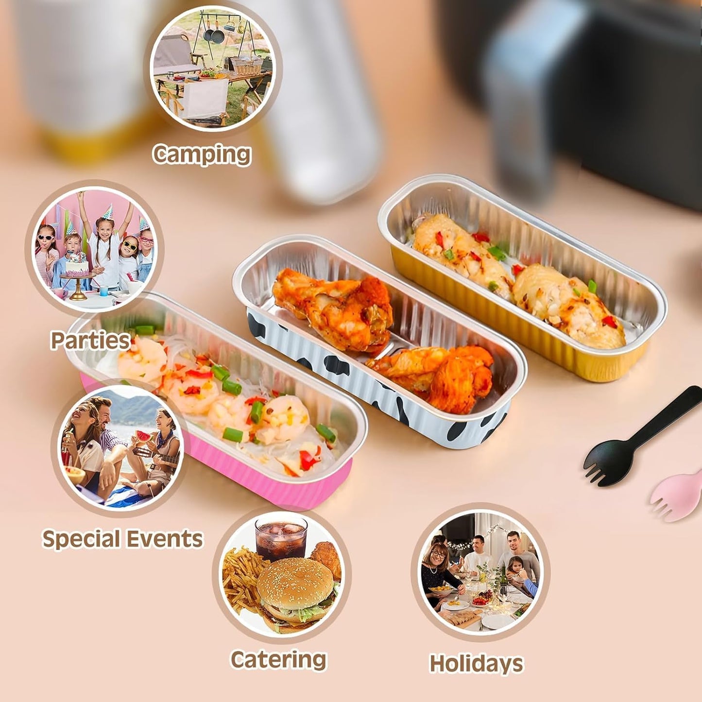 50 PCS Multiple colors Mini Loaf Pans with Lids, 6.8oz Cake Pans for Baking, Disposable Mini Aluminum Foil Loaf Pans, for Party Individual Serving.