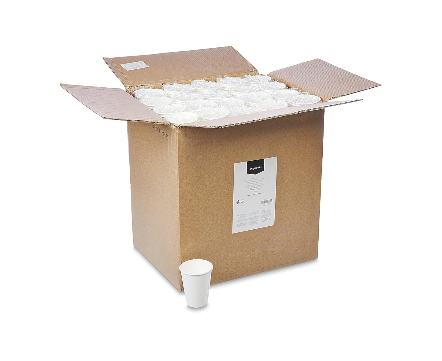 Amazon Basics Disposable Coffee Cups, 12 ounces, Paper, 1000 Count (Pack of 1), White