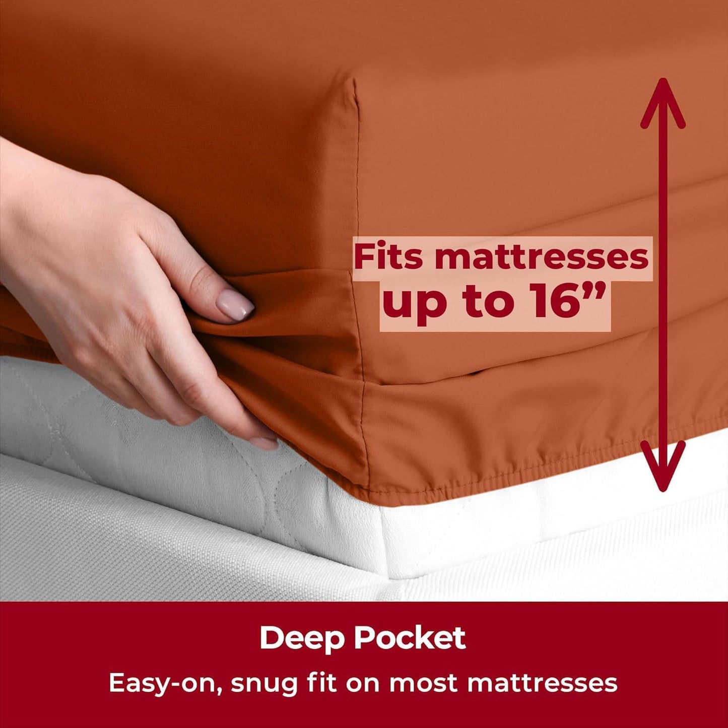 Mellanni Twin XL Sheets Set - 3 PC Iconic Collection Bedding - Hotel Luxury, Extra Soft, Cooling Bed Sheets - Wrinkle, Fade, Stain Resistant (Twin Extra Long, Terracotta)