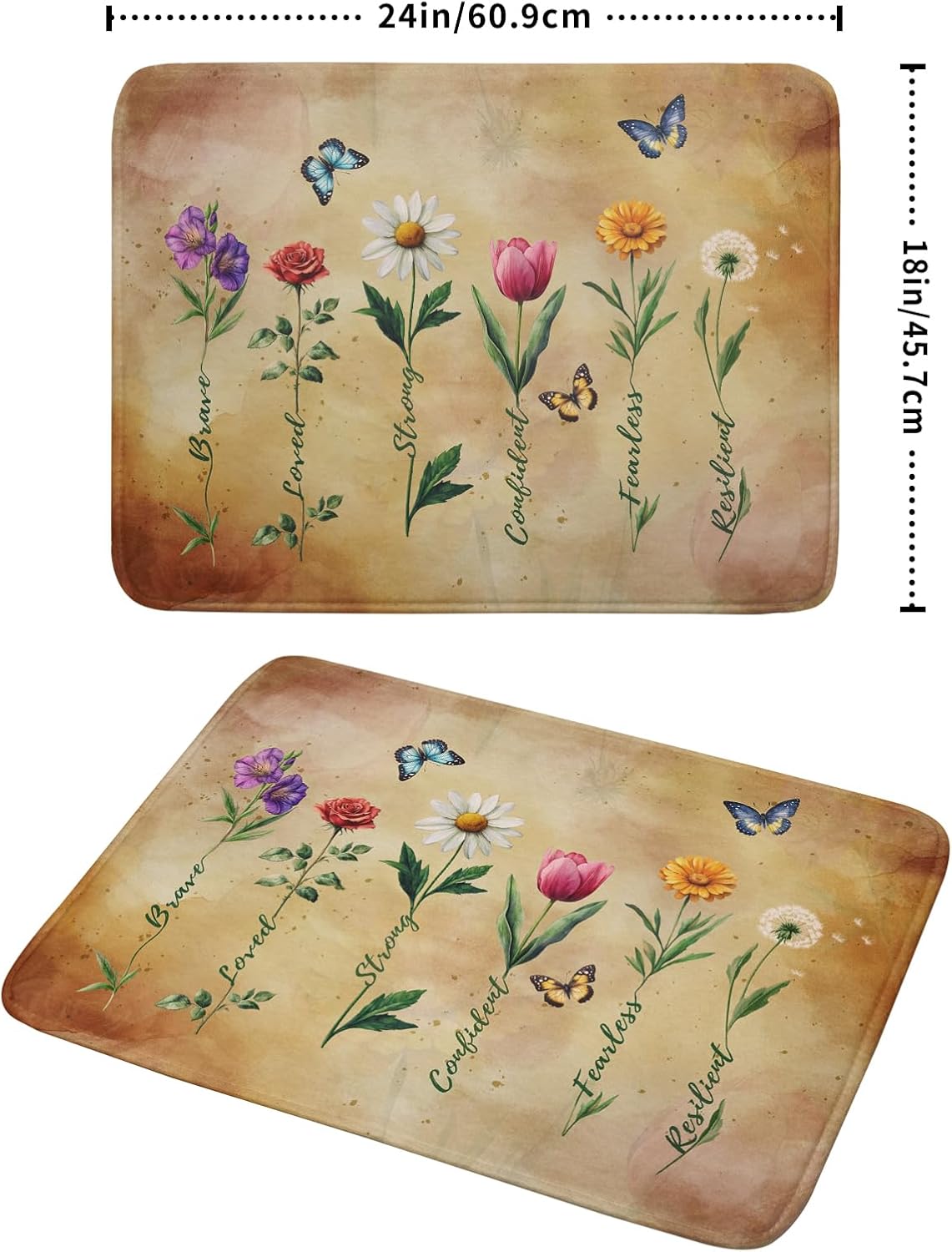 Inspirational Flower Dish Drying Mat - Rustic Vintage Floral Kitchen Absorbent Dish Dryer Mat for Women