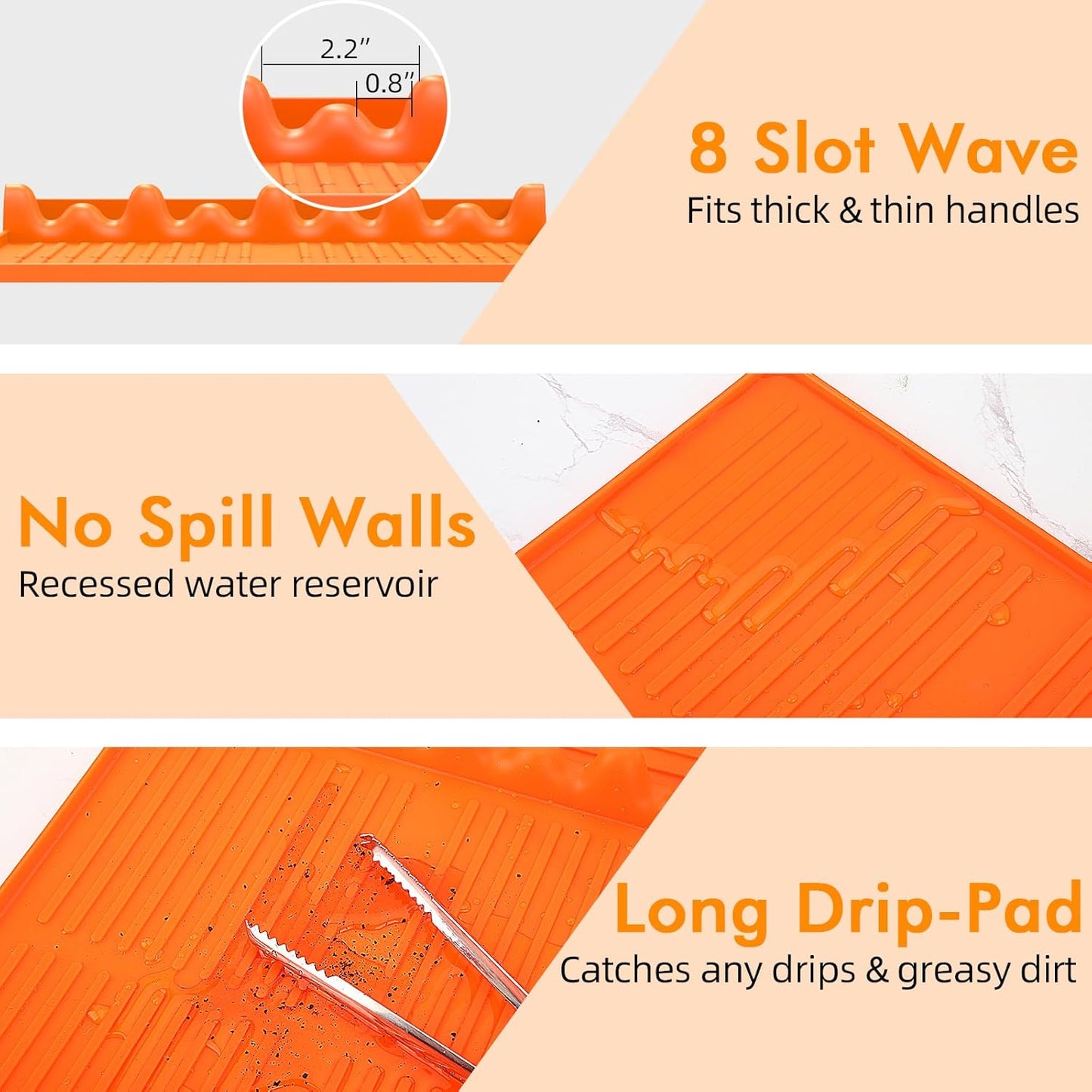 Silicone Griddle Tool Mat Compatible with Blackstone, Spatula Mat with Drip Pad Blackstone Griddle Accessories, Grill Side Shelf Utensil Pad, BBQ Grilling Accessories Gifts for Men(Orange)