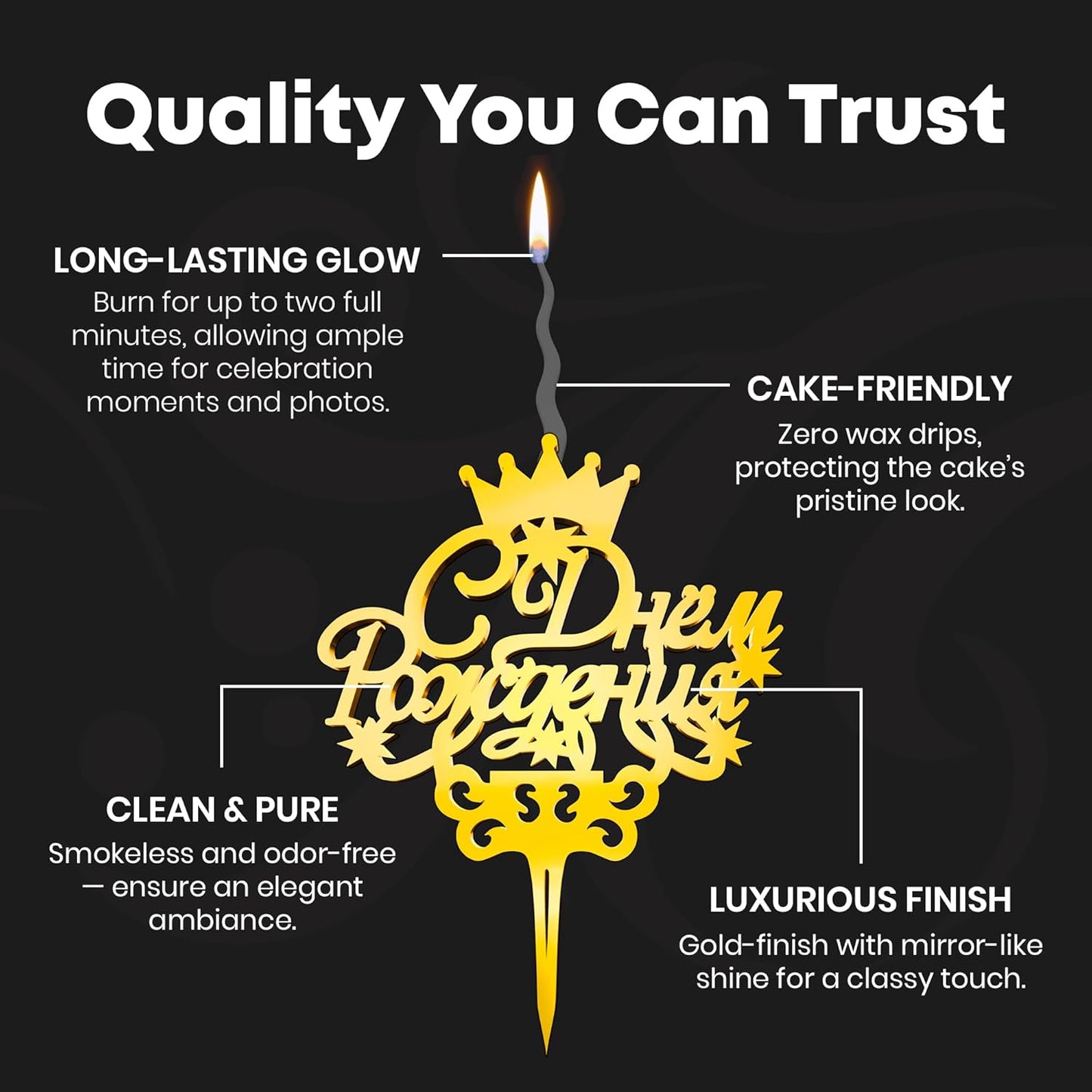 Gold C Днем Рождения Candle Topper – Elegant Reusable Food Safe Cake Decoration for Wedding, Anniversary, Engagement, Valentine’s Day, Bridal Shower & Party – Happy Birthday Cake Topper Decor