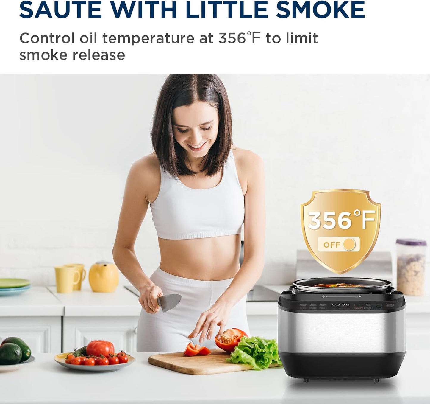 Midea Electric Pressure Cooker, 14° Inclined Panel, 8-in-1 Olla de Presion, Multi-Functional Programmable Slow Cooker, Rice Cooker, Steamer, Sauté Pan, Yogurt Maker and More, 5 Quart