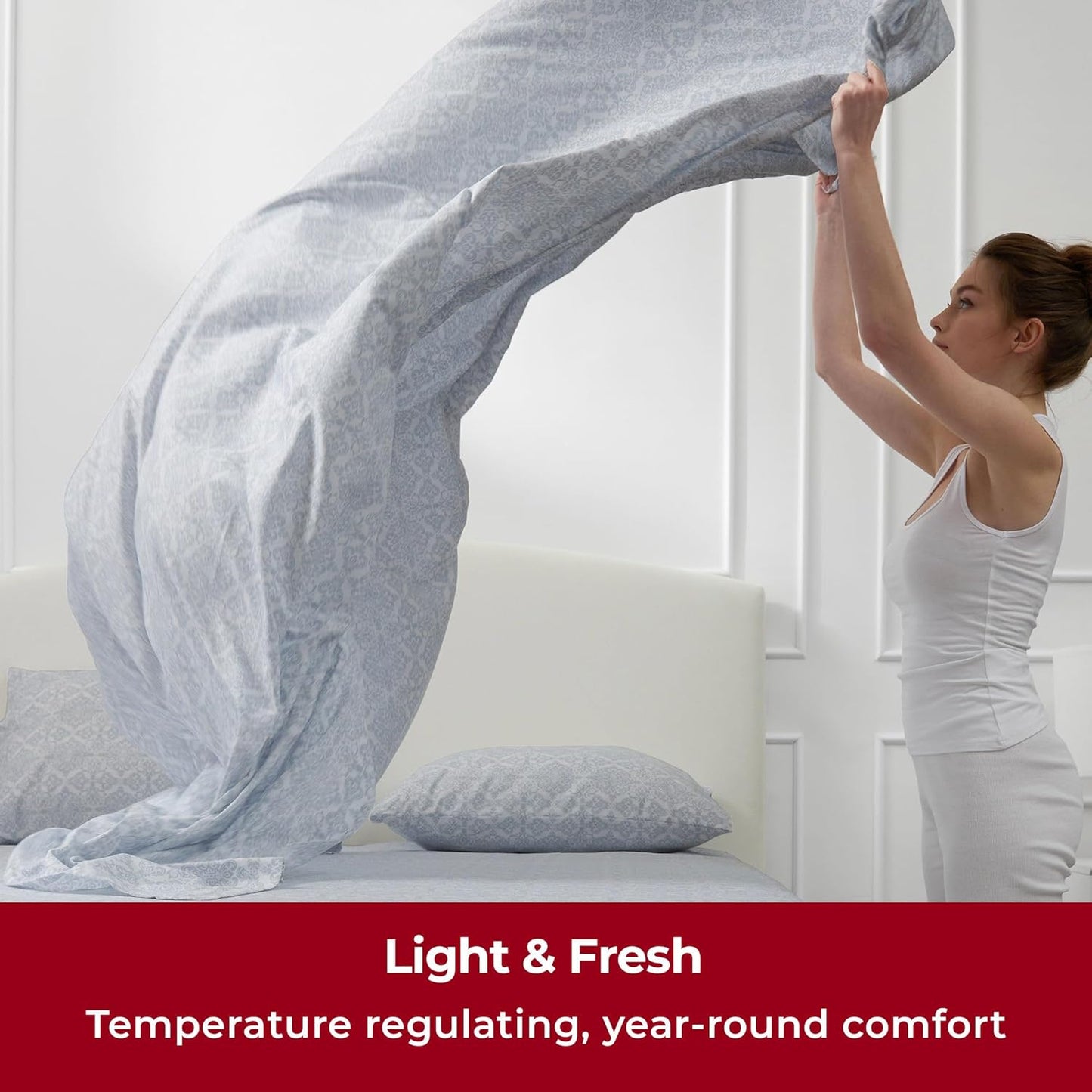 Mellanni California King Sheets Set - 4 PC Iconic Collection Bedding - Hotel Luxury, Extra Soft, Cooling Bed Sheets - Wrinkle, Fade, Stain Resistant (Cal King, Laced Sky Blue)