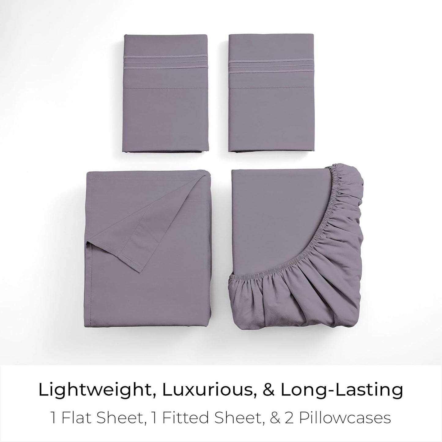 Mellanni California King Sheets Set - 4 PC Iconic Collection Bedding - Hotel Luxury, Extra Soft, Cooling Bed Sheets - Wrinkle, Fade, Stain Resistant (Cal King, Hazy Lilac)