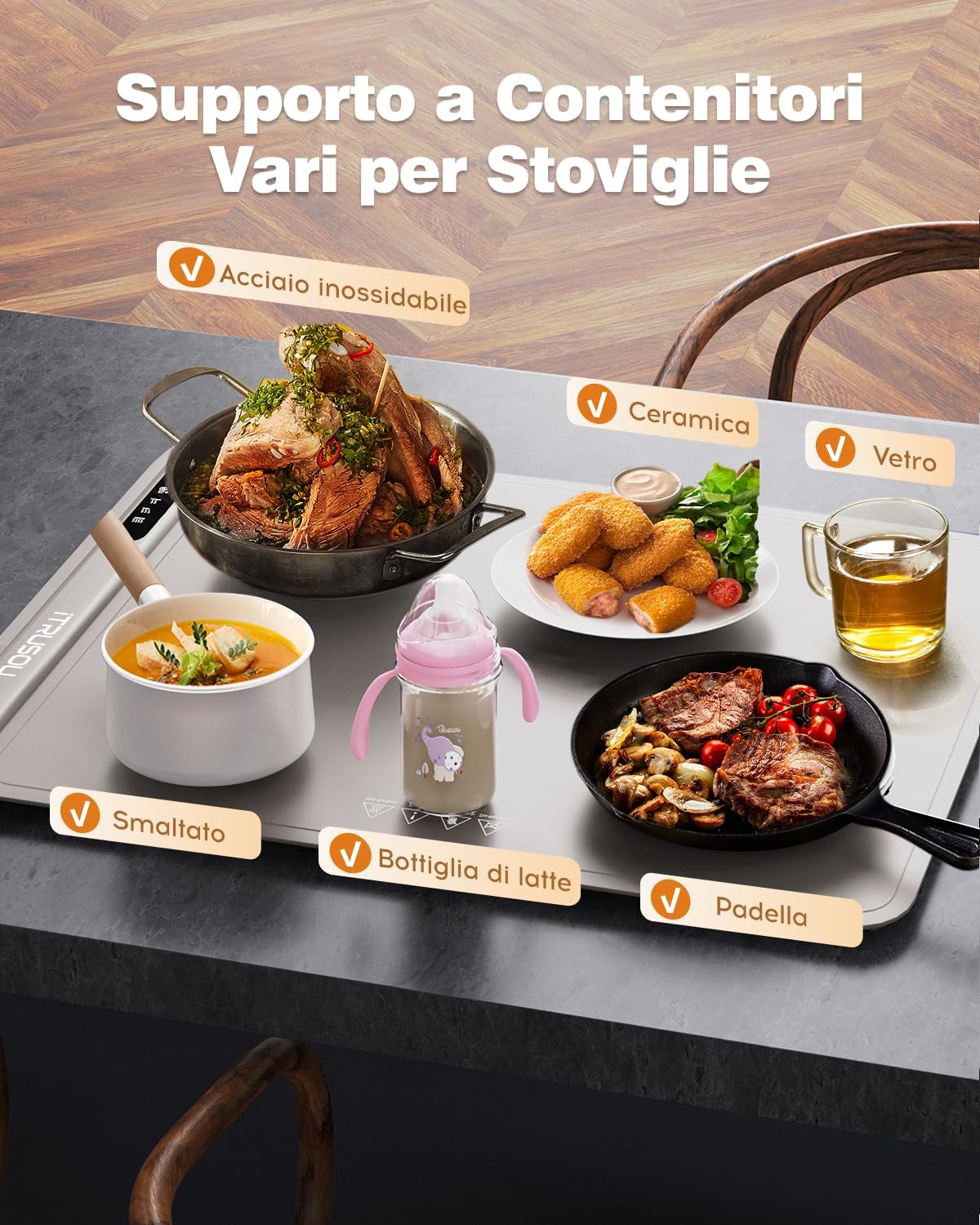 Electric Warming Tray - Full Surface Heating,Rollable & Portable,Premium Silicone Nano-Material,3 Temperature Settings,Auto Shut-Off -Versatile Food Warmer for Gatherings,Parties,Everyday Use