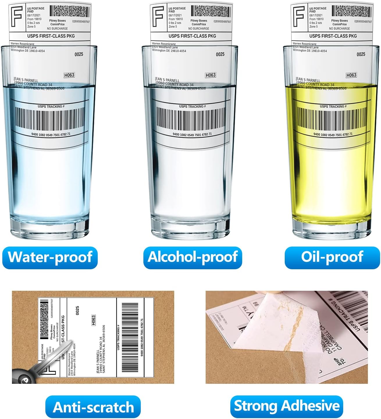 FungLam 4"x6" Thermal Mailing Labels - 450 Labels/Roll (4 Rolls), Compatible with JADENS, Munbyn, Rollo, iDPRT Printers