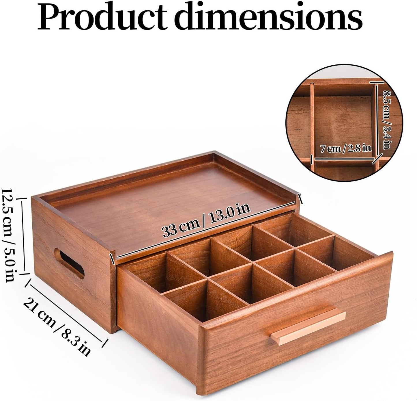 Wooden Tea Bag Organizer, Tea Box Organizer Storage Box, Coffee and Tea Drawer Organizer, Tea Bag Holder Station for Countertop Gift for Tea Lovers Containers for Caddy Packet