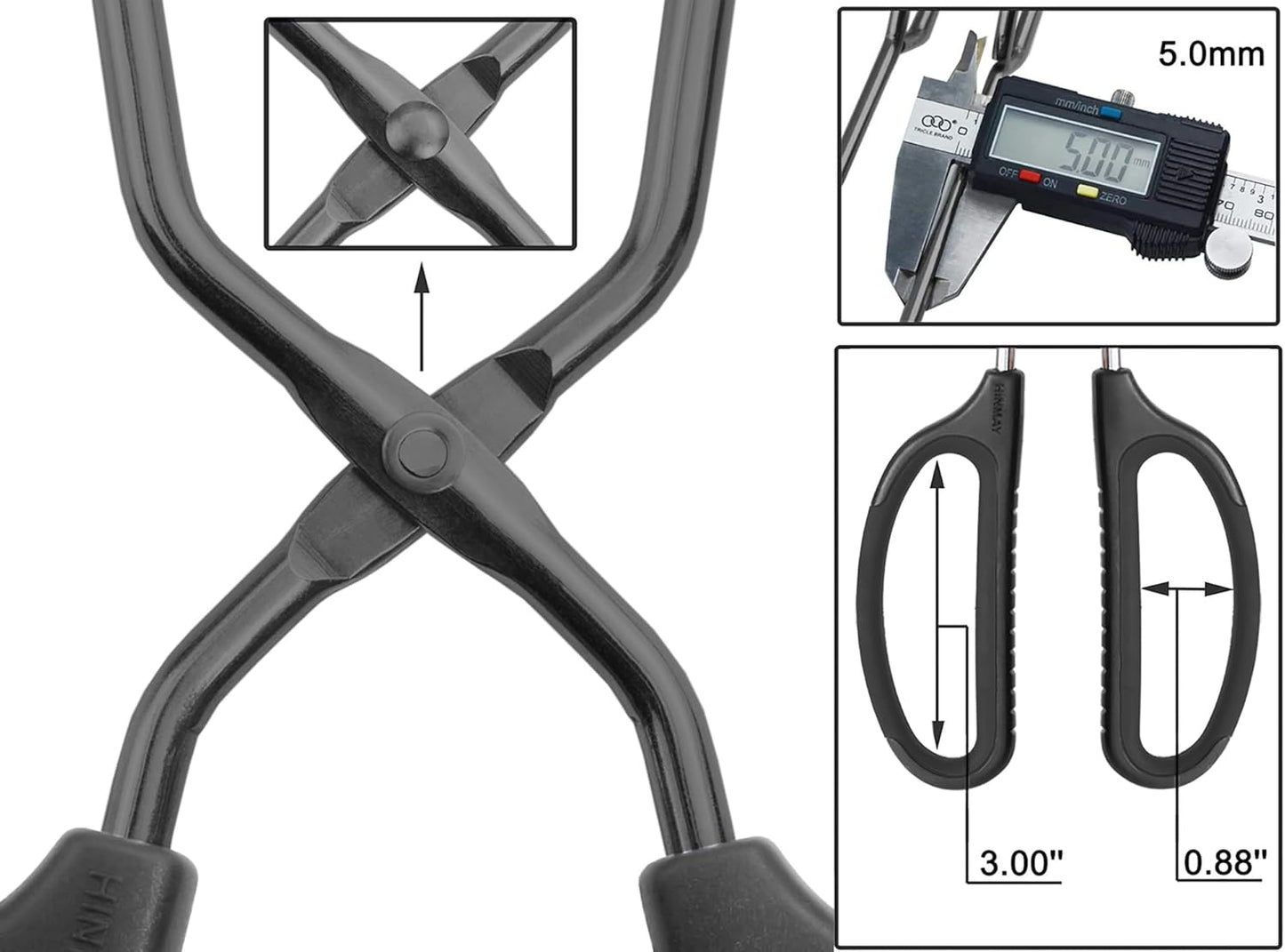 10" 12" 16" Stainless Steel Kitchen Tongs Set, Non-Slip Comfortable Grip Scissor Tongs for Cooking, Grilling & Serving, Set of 3