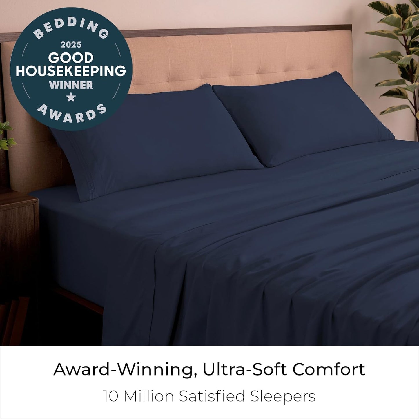 Mellanni King Sheets Set - 4 PC Iconic Collection Bedding - Hotel Luxury, Extra Soft, Cooling Bed Sheets - Wrinkle, Fade, Stain Resistant (King, Navy Blue)