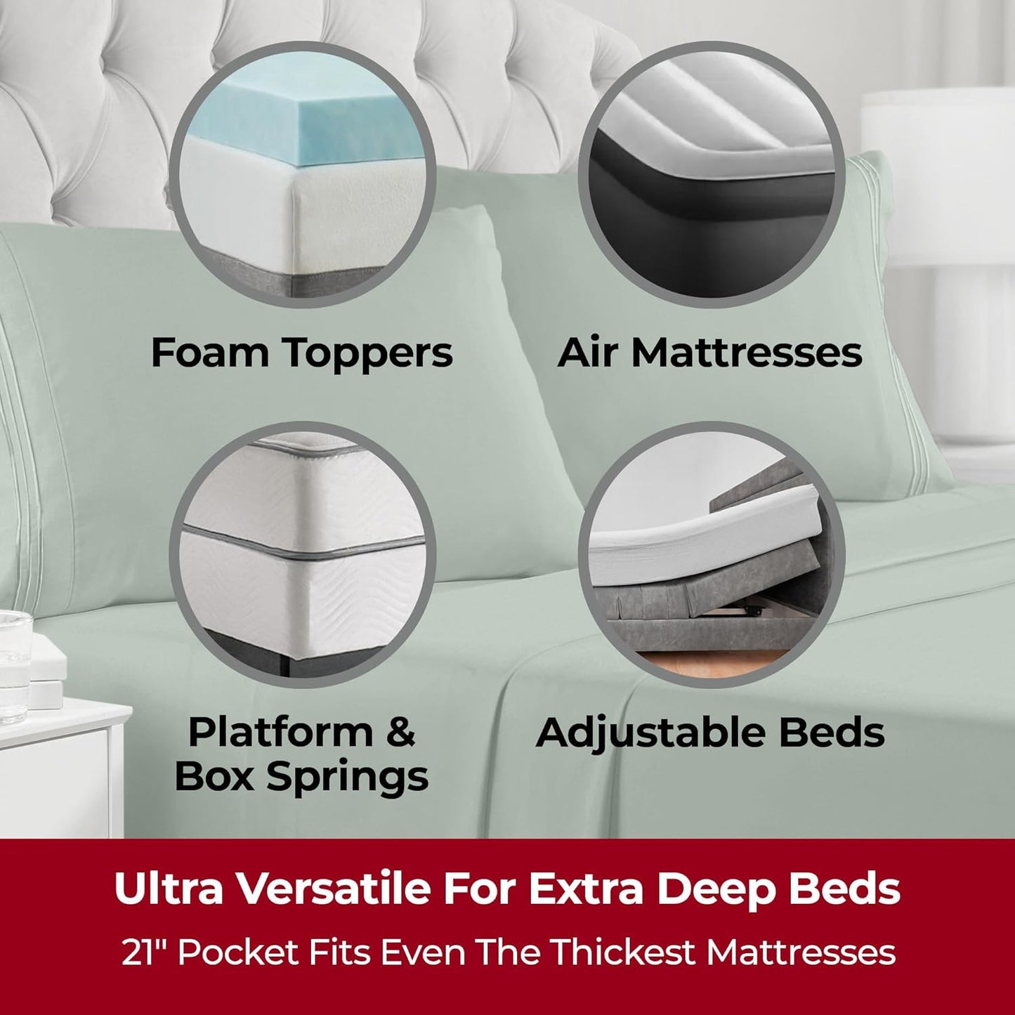 Mellanni Extra Deep Twin XL Sheets - 3 PC Iconic Collection Bedding - Hotel Luxury, Ultra Soft, Cooling Bed Sheets - Wrinkle, Fade, Stain Resistant (Twin Extra Long, Sage)