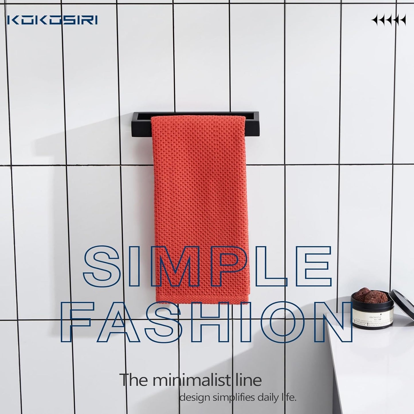 KOKOSIRI Towel Ring Matte Black Hand Towel Bar Holder 9-Inch Kitchen Rack Stainless Steel for Bathroom Hardware Wall Mounted, 1 Pack B4008BK-L9