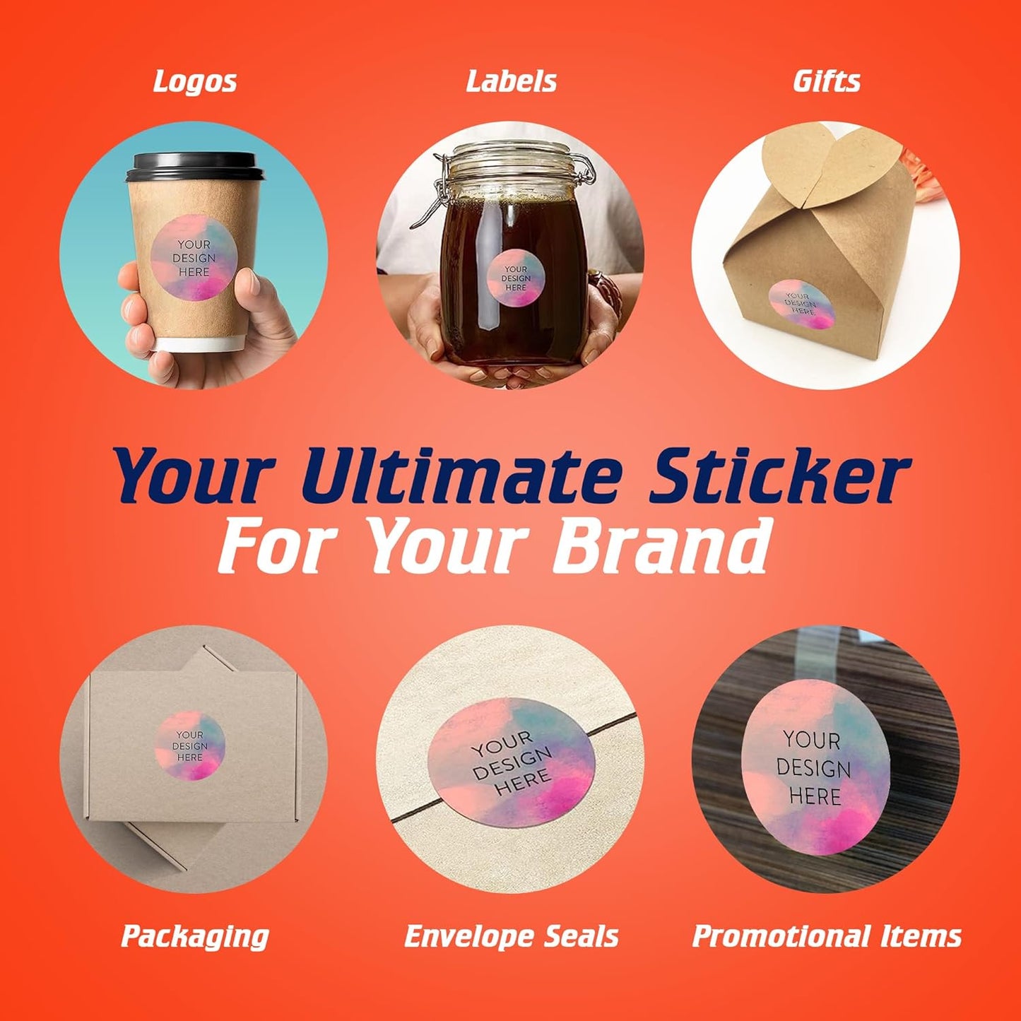 100 Custom Vinyl Stickers - Upload Your own Image, Text, Design, Logo - Personalized Logo Labels for Handmade, Packaging, Bottle, Jars, Candle, Brand Stickers (Rose, 1.5x1.5)