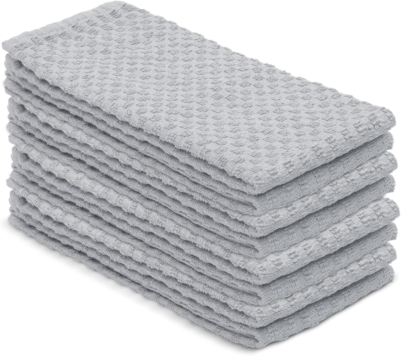DG Collections Ash Grey Kitchen Towels - 100% Cotton Terry Tea Towels for Cleaning, Drying, and Highly Absorbent Kitchen Dish Cloth for Bar Cleaning - 8 Pack - 15 x 25 Inches