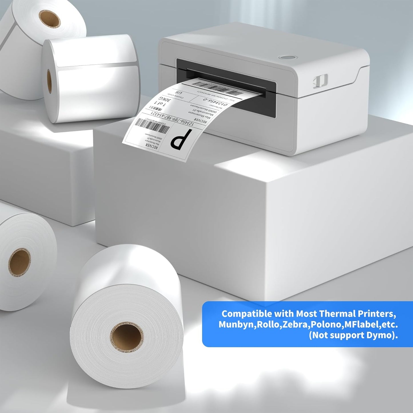 FungLam 4"x6" Direct Thermal Shipping Labels, 450 Labels Per Roll, 12 Rolls,1" Core, Perforated, White Mailing Postage Shipping Label Compatible with Zebra 2844 ZP-450 ZP-500 ZP-505