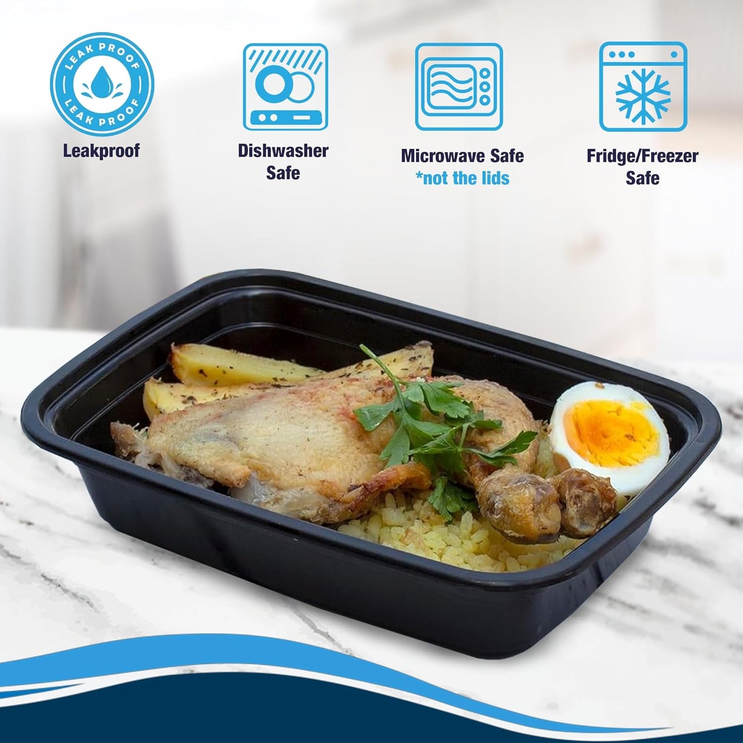 Ruthy's Outlet Meal Prep Containers W/Lids -Square Food Storage – BPA-Free| Stackable | Microwave | Freezer & Dishwasher Safe | Reusable Lunch Bento Box Portion Control & Planning (30 Pack, 16 oz)