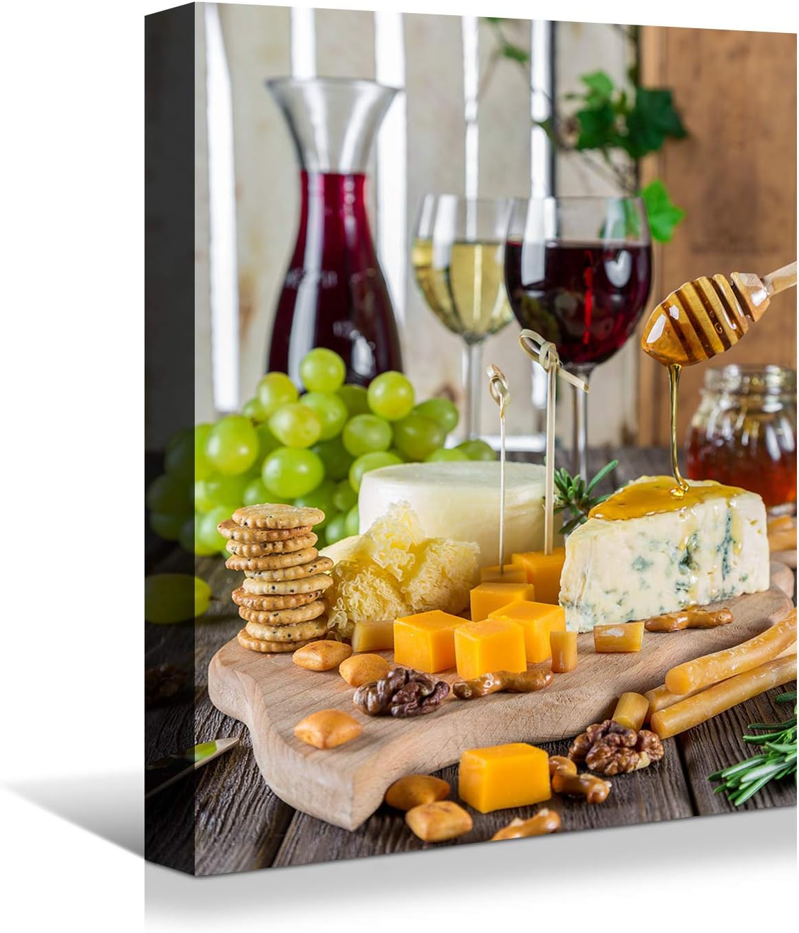 Looife Cajun Kitchen Wall Art, 12x18 inch Boho Kitchen Canvas Wall Decor - Modern Art Deco Print with Wine & Food Motif, Ready to Hang for Dining Room & Bar