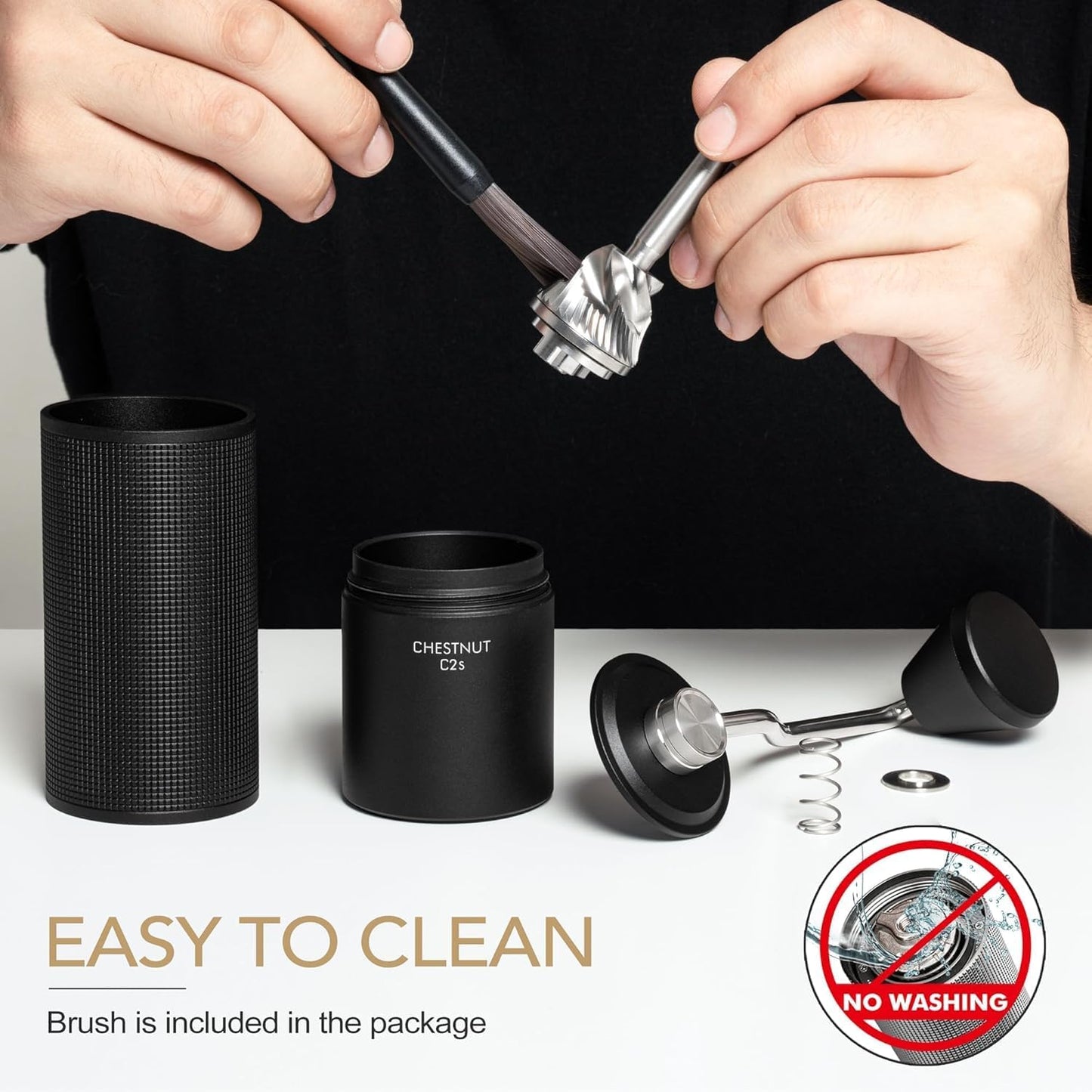 TIMEMORE Chestnut C2S Manual Coffee Grinder Capacity 25g with CNC Stainless Steel Conical Burr, Internal Adjustable Setting, Double Bearing Positioning, French Press Coffee for Hand Grinder