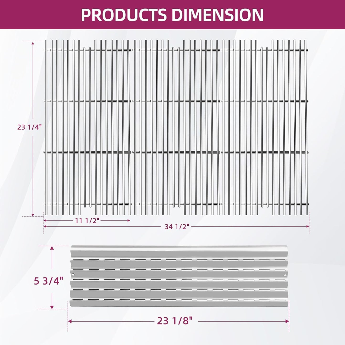 54911 Cooking Grid Grates with 94091 Heat Plate Replacement for Viking VGBQ 30" T Series, VGBQ 40 T SER, VGBQ410-3RE, VGIQ410-3RE, VGBQ 41'T,VGBQ300T,VGBQ0302T, VGBQ3002RT Grill Parts