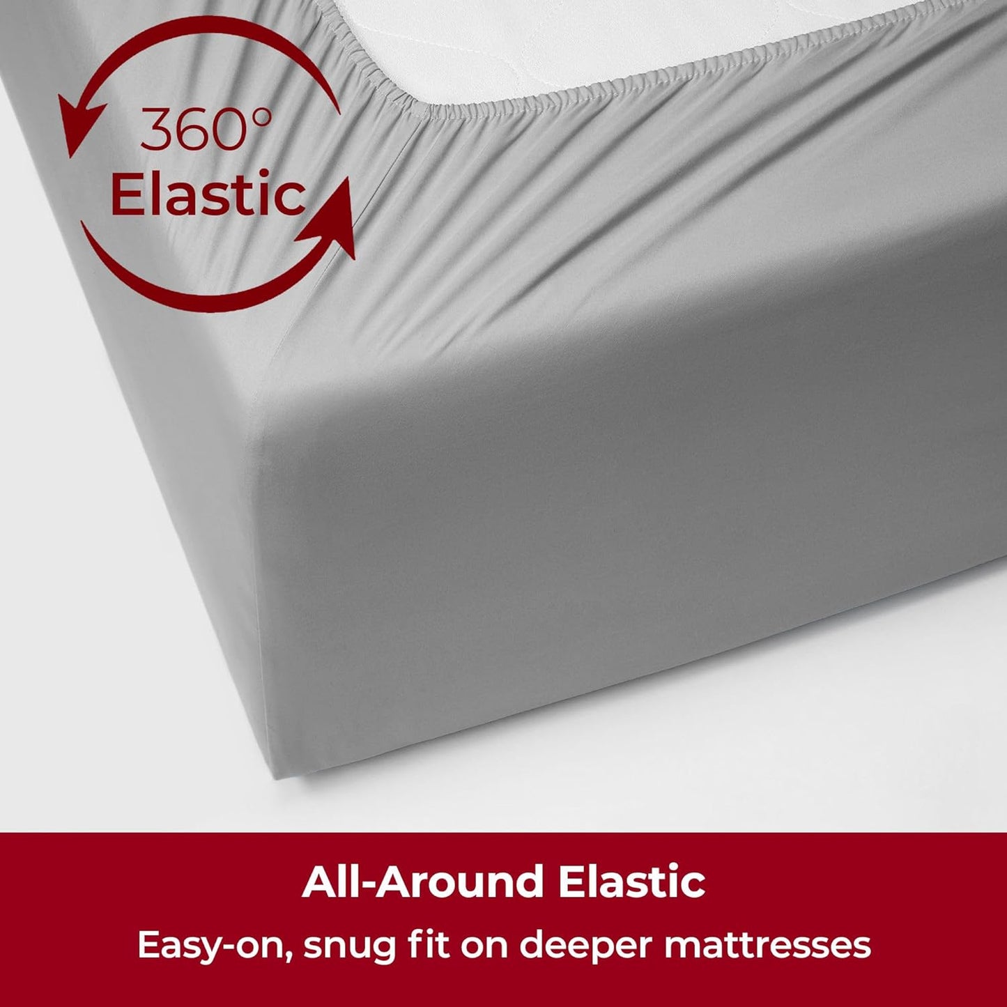 Mellanni Extra Deep King Sheets - 4 PC Iconic Collection Bedding - Hotel Luxury, Ultra Soft, Cooling Bed Sheets - Wrinkle, Fade, Stain Resistant (King, Light Gray)