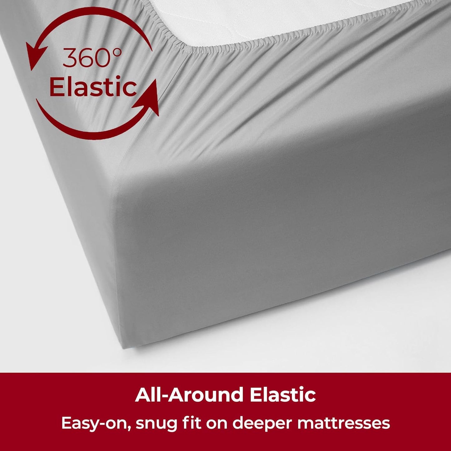 Mellanni Extra Deep Full Sheets - 4 PC Iconic Collection Bedding - Hotel Luxury, Ultra Soft, Cooling Bed Sheets - Wrinkle, Fade, Stain Resistant (Full, Light Gray)