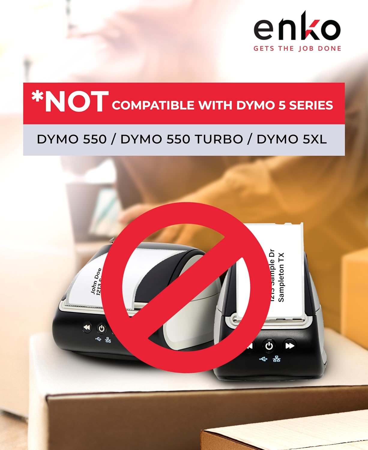 enKo Compatible Zebra 4x6 Label and Dymo Labels 1744907 - (4" x 6") Address and Shipping Labels for Dymo Labelwriter 4XL Shipping, Zebra and Desktop Direct Thermal Printers (60 Rolls | 13,200 Labels)