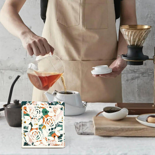 Resama Coffee Filter Paper Holder - Stylish Organizer with Rose Vine Pattern for Kitchen, Cafe, and Office - Decorative Storage Container in White - Perfect for Home, Dining Room, and Outdoor Use