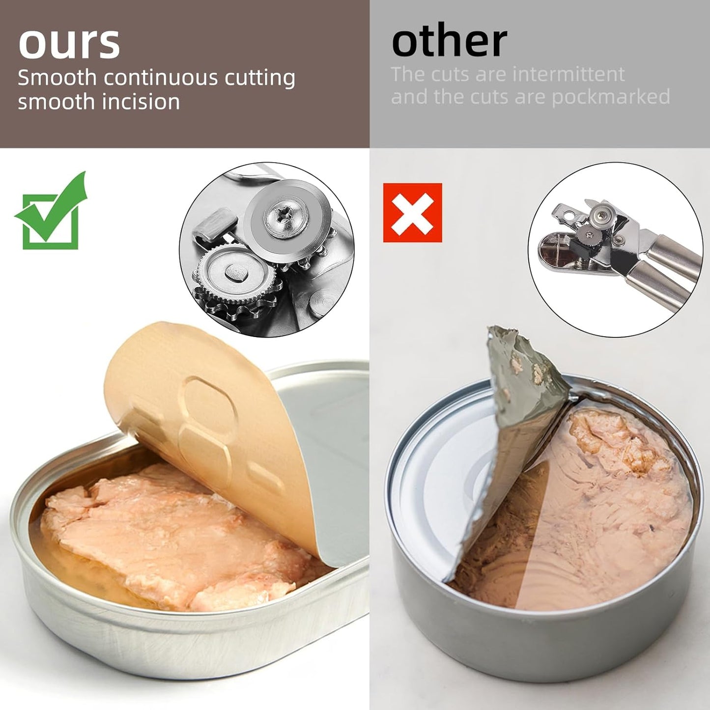 Multi-function Manual Can Opener Bottle Opener, Oversized Hand-held Easy Rotary Knob, Safe Cut Can Opener with Non-Slip Handle, Smoother Cut Sharp Blade for Seniors Kitchen Tool, Grey