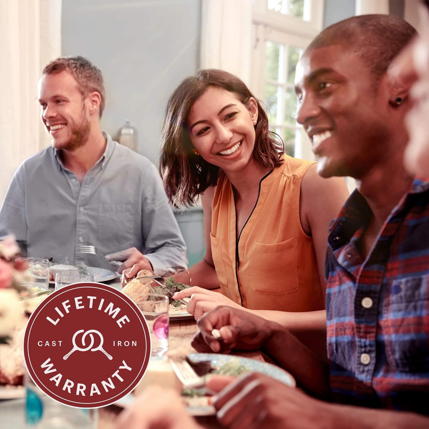 Cuisinel Cast Iron Dutch Oven - 3-Quart Deep Pot - Pre-Seasoned 2-in-1 Multi-Cooker - Combo Lid Doubles as 8"-inch Skillet Frying Pan + Silicone Handle Covers + Scraper - Use for Baking Bread