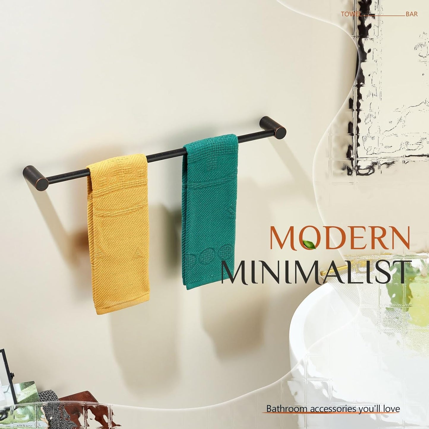 KOKOSIRI Bath Towel Bar 20-Inch Hand Towel Holder Single Rail for Lavatory and Bathroom Wall Mounted Oil Rubbed Bronze Stainless Steel, B4007ORB-L20