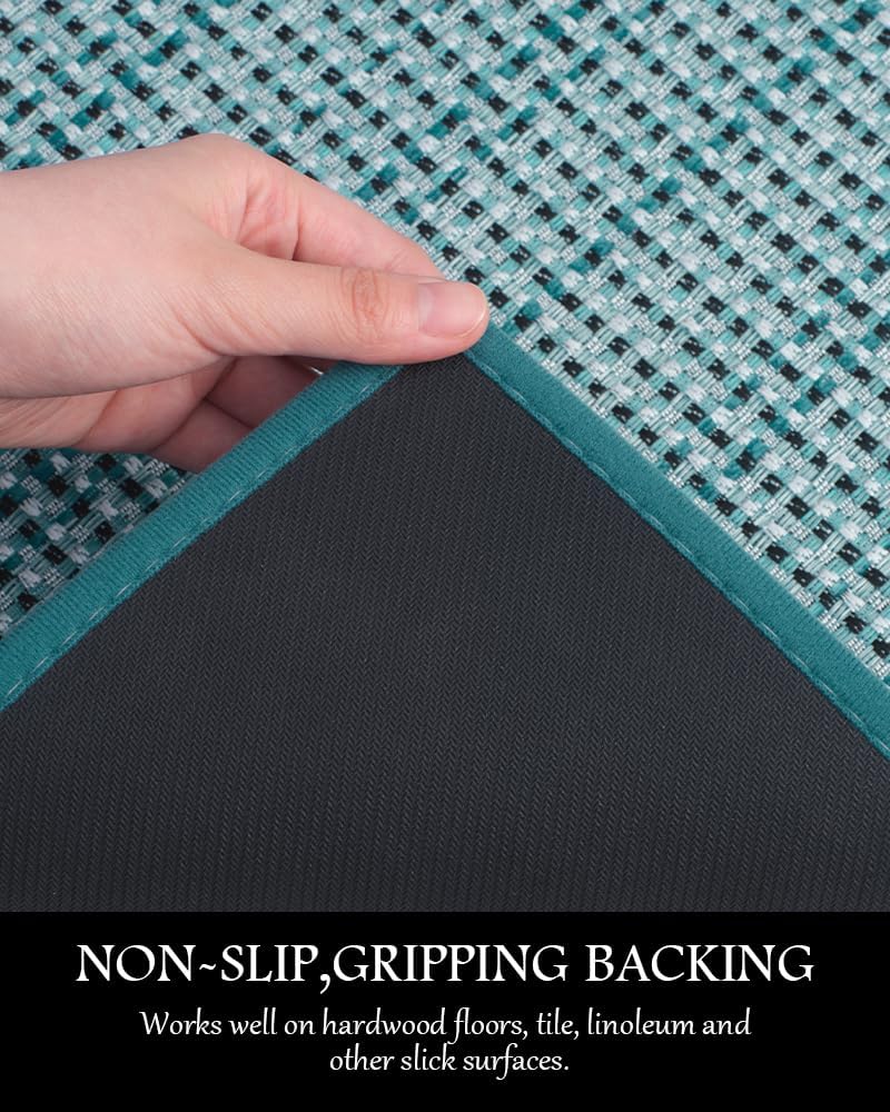PADOOR Kitchen Mats for Floor, Kitchen Rugs Non Slip Washable, Rubber Backed Kitchen Runner Super Absorbent Kitchen Floor Mat Sink Rug, 20"x47" Teal