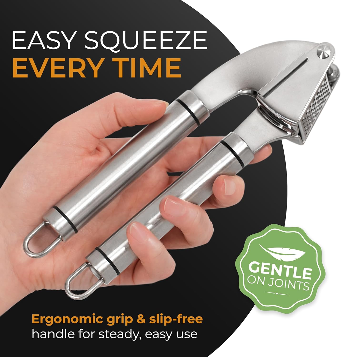 ORBLUE Garlic Press Stainless Steel - Premium Professional Grade Garlic Mincer, Crusher & Peeler Set - Easy Clean, Dishwasher Safe & Rust-proof