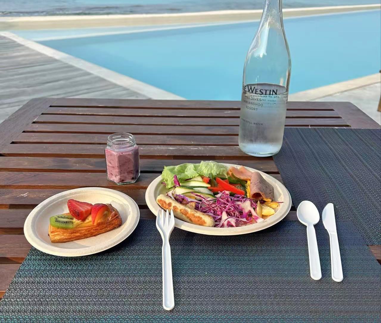 GreenWorks 150 Count 7" Heavy-duty Compostable Utensils,50 Forks 50 Spoons 50 Knives Cutlery Set,BPI Certified Large Disposable Flatware Set