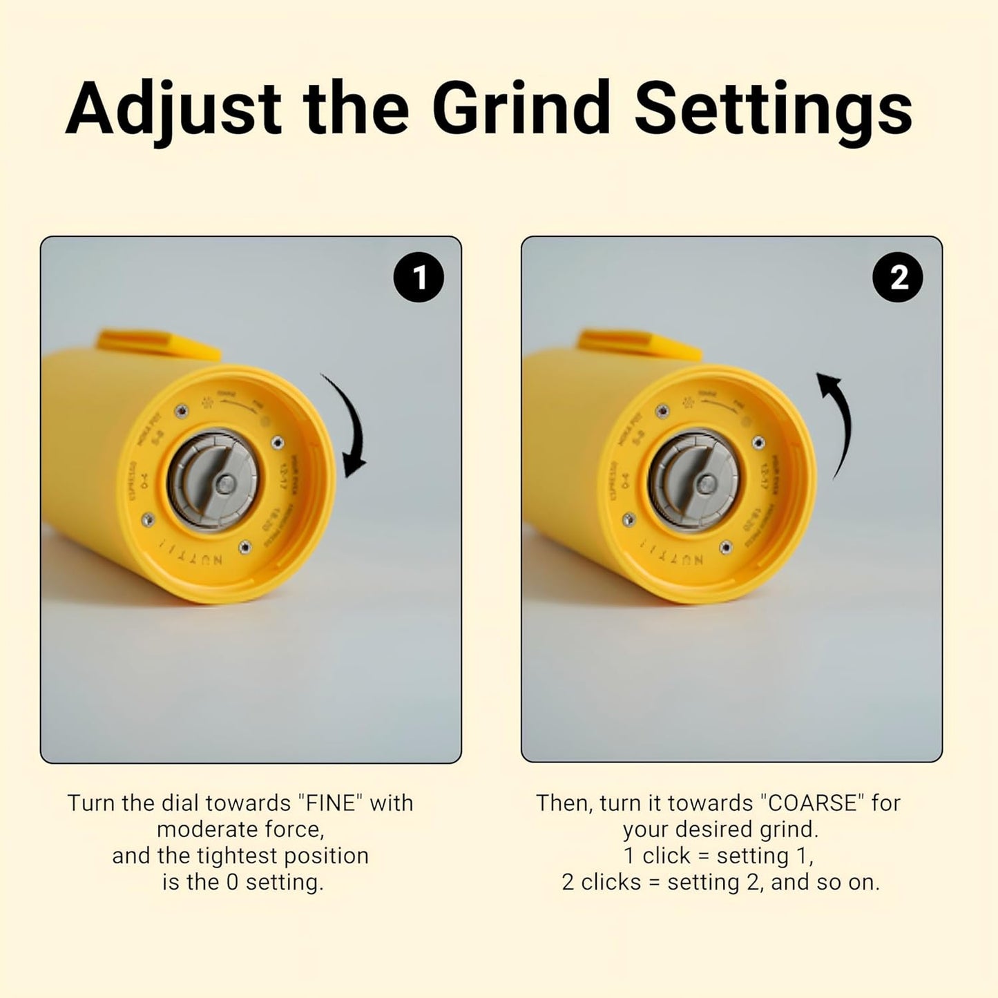 Nuttii Burr Coffee Grinder – Electric, Portable, Small, Quiet Adjustable Conical Burr Coffee Bean Mill, 20 Grind Settings for Espresso, Pour-Over, French Press Moka, A TIMEMORE Brand (Almond Cream)