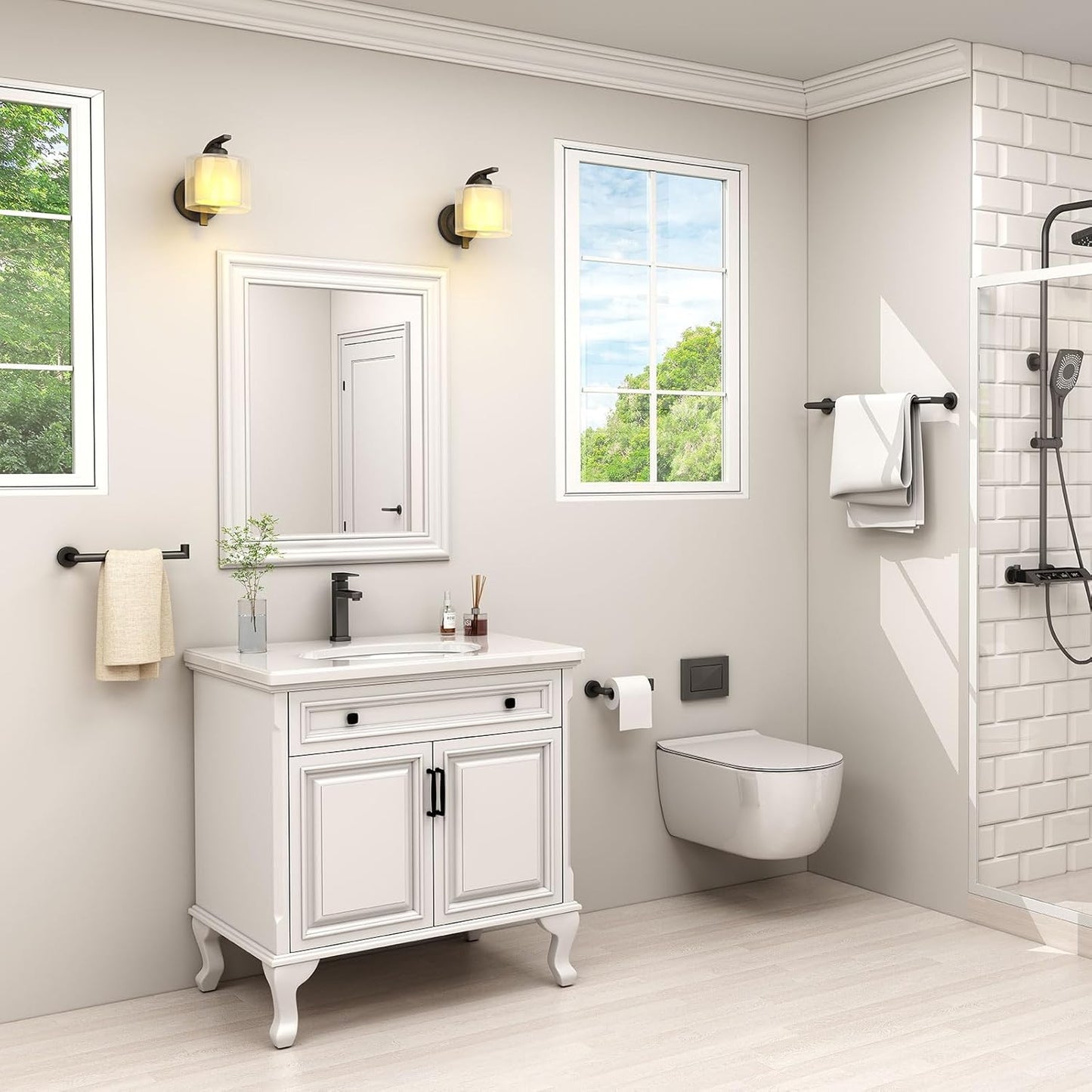 Suyar Bathroom Towel Holder, SUS 304 Stainless Steel Hand Towel Bar for Wall, Matte Black