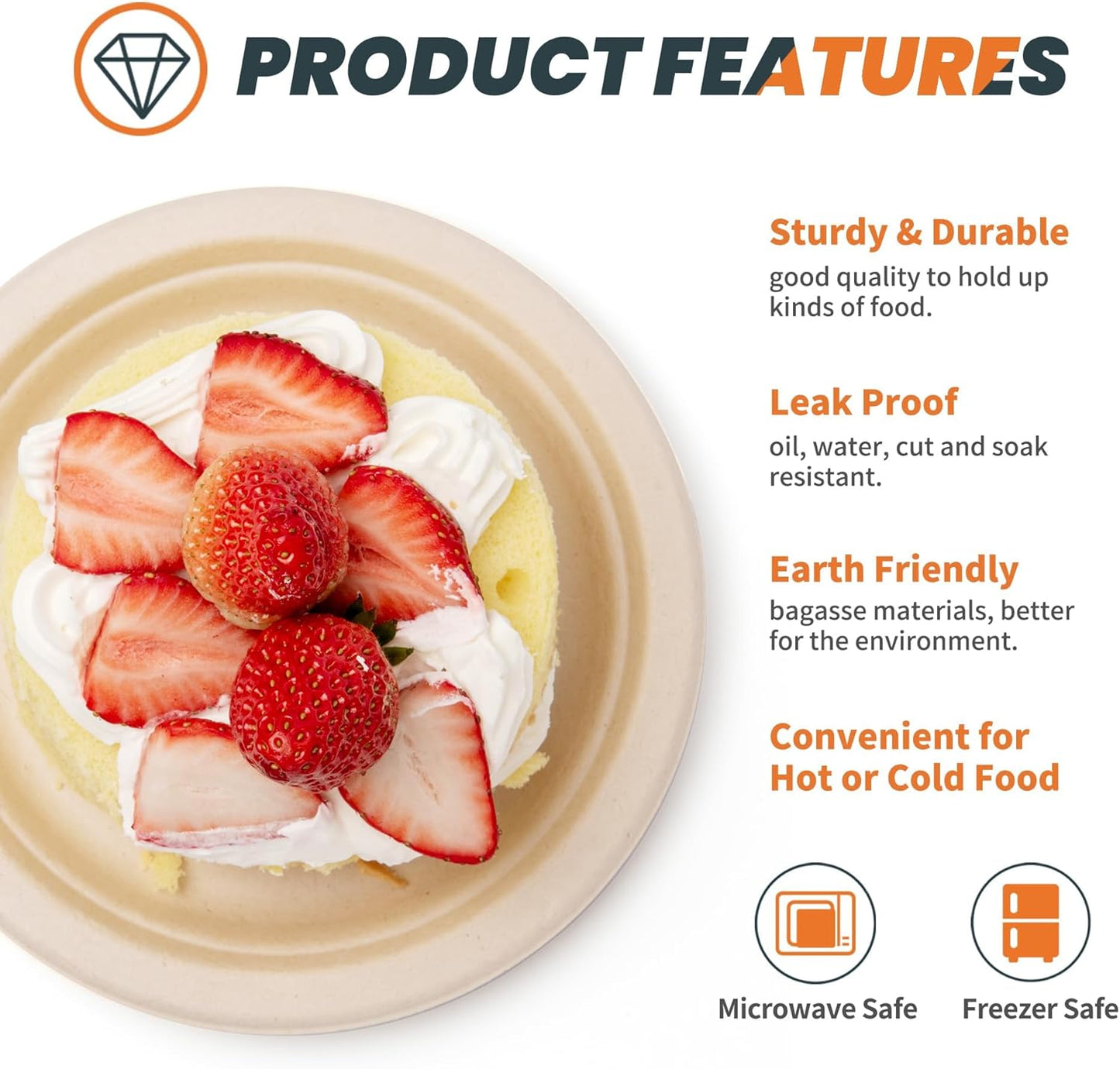 100% Compostable Paper Plates - 10 Inch, Bulk 300 Count - Disposable, Heavy Duty, Biodegradable Plates Made of Bagasse - Eco-Friendly, Large Size (Natural)