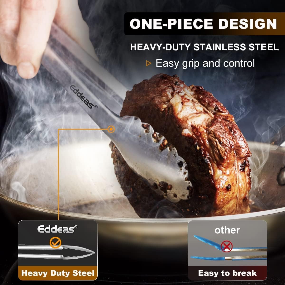 Grill Tongs, Bbq tongs - 12" and 17 Inch Extra Long Kitchen Tong, Heat Resistant 600 Degrees Stainless Steel tongs, Metal Locking Tong for Cooking, Grilling, Outdoor Barbecue, Set of 2