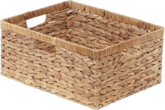 StorageWorks Extra Large Wicker Baskets for Organizing, Water Hyacinth Storage Basket with Built-in Handles, 1 Pack
