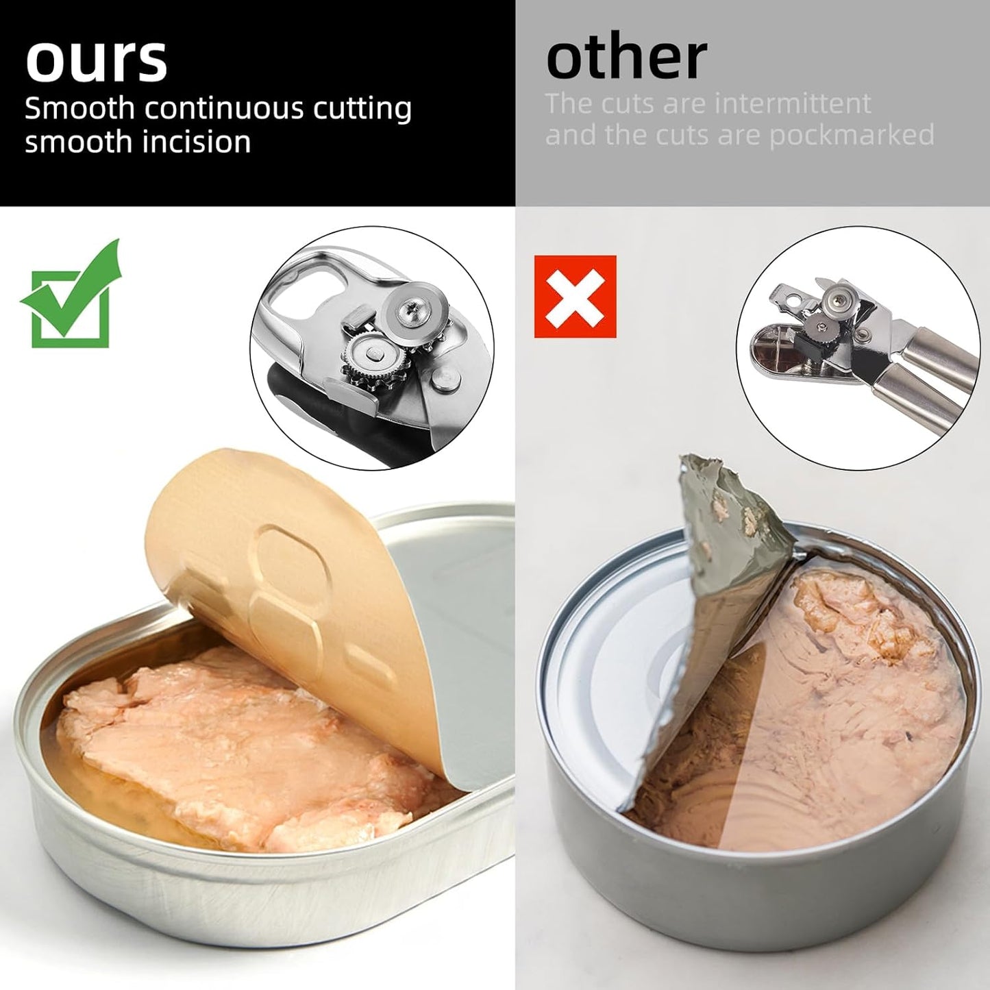 Multi-function Manual Can Opener Bottle Opener, Oversized Hand-held Easy Rotary Knob, Safe Cut Can Opener with Non-Slip Handle, Smoother Cut Sharp Blade for Seniors Kitchen Tool, Black