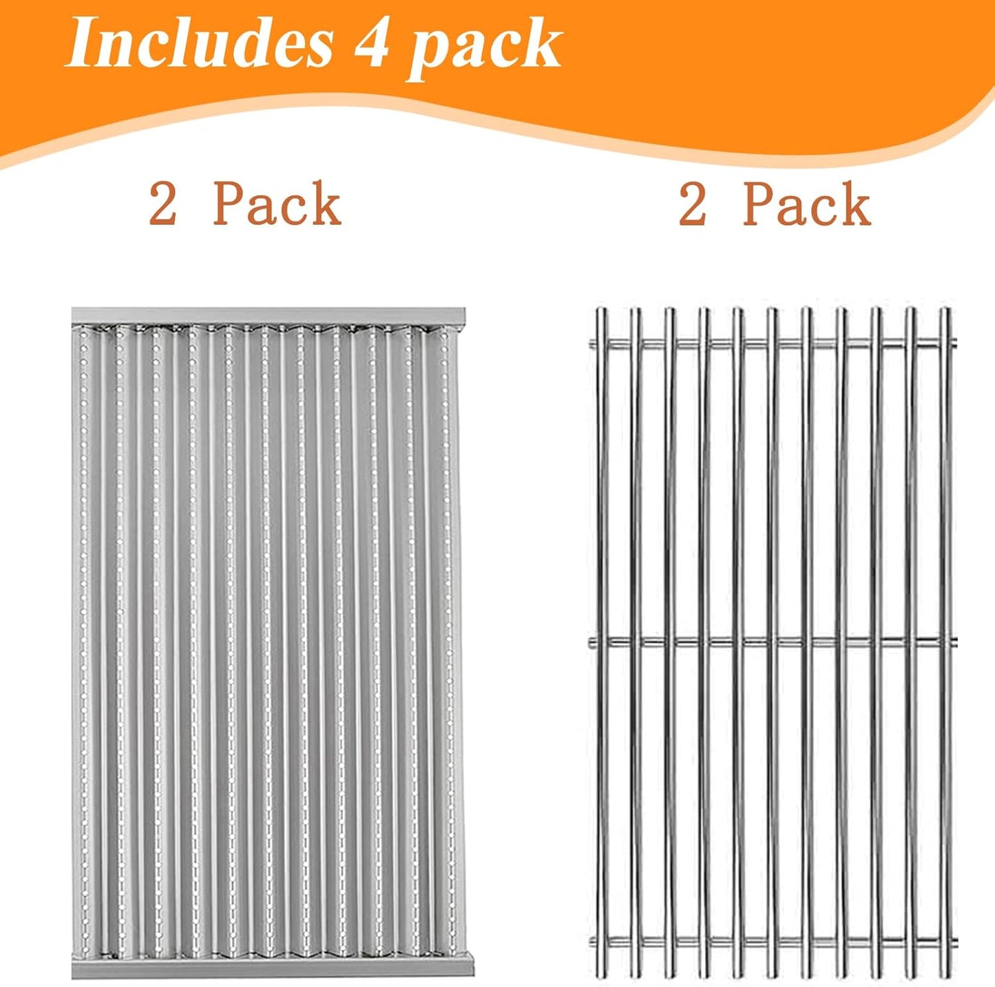 S4B316 (2-Pack) 17" Grill Cooking Grate and Emitter for Charbroil TRU-Infrared 463642316 463644220 463632320 463675016 463644220 G362-2100-W1, for Charbroil 463245518 4636750