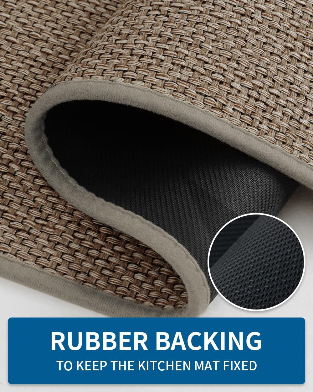 Kitchen Rugs and Mats Non Skid Washable, Absorbent Runner Rugs for Kitchen, Front of Sink, Kitchen Mats for Floor(Brown, 20"x47")