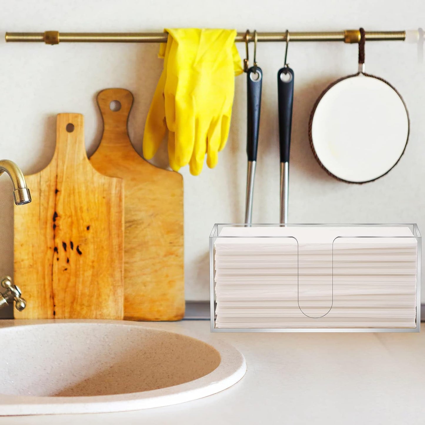 4Pack Acrylic Countertop Paper Towel Dispenser, Folded Paper Towel Dispenser Clear Trifold Napkin Holder, Suitable for Z-fold, C-fold or MultiFold Trifold Paper Towels for Bathroom Toilet and Kitchen