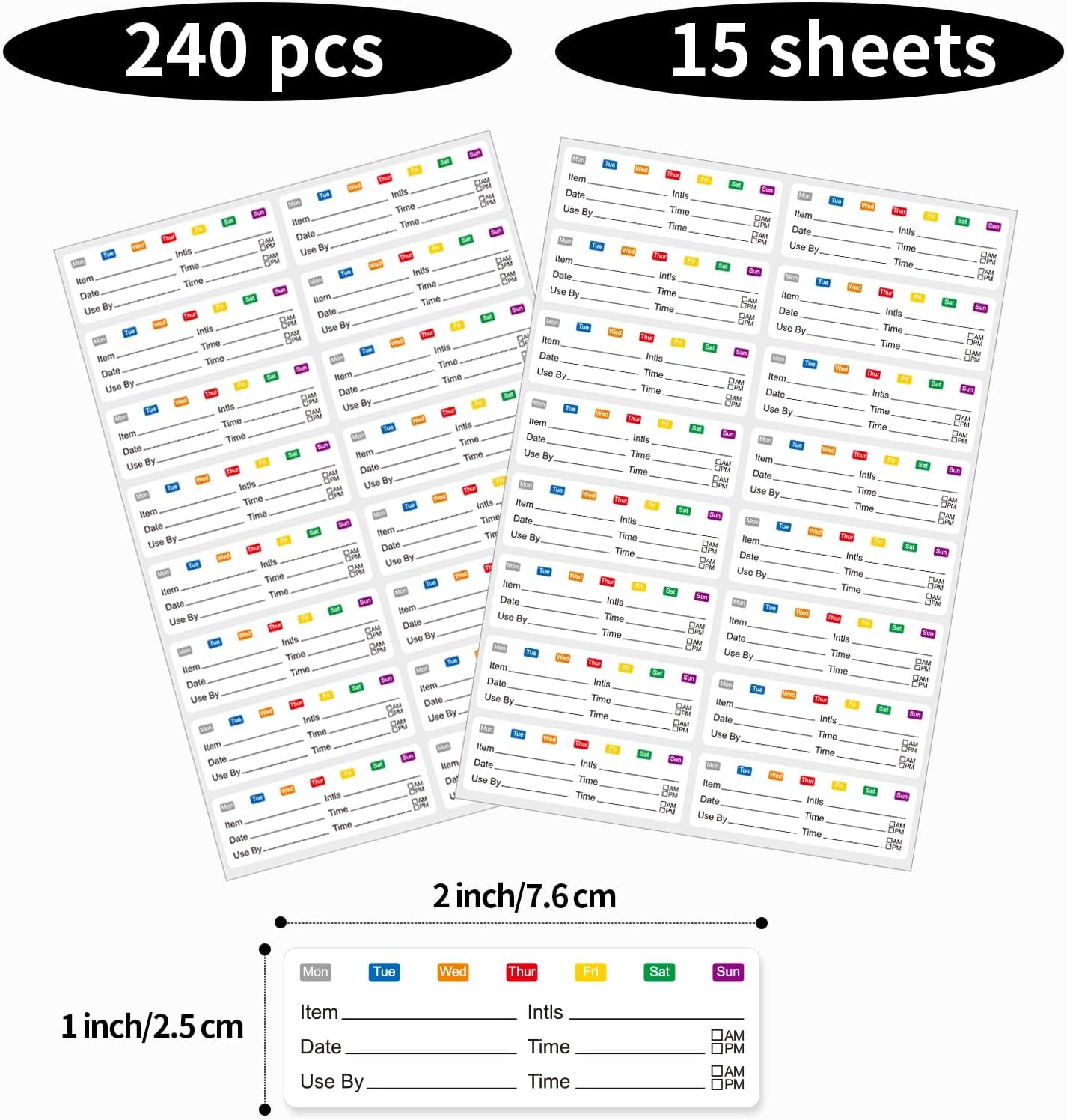 STARLIBOO Removable Multicolor Labels, Blank Stickers for Food Containers, 1x3 Inch, Waterproof, Easy Peel Off (240 Labels)