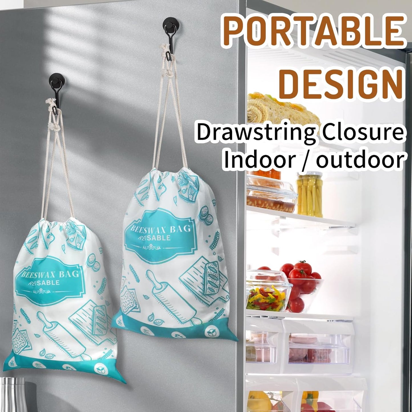 2-Pack Beeswax Bread Bags for Homemade Bread, Green Reusable Sourdough Storage Bags with Premium Beeswax Coating for Loafs Baguette Fresh Keeping,Great Homesteading Essentials and Baking Gifts.