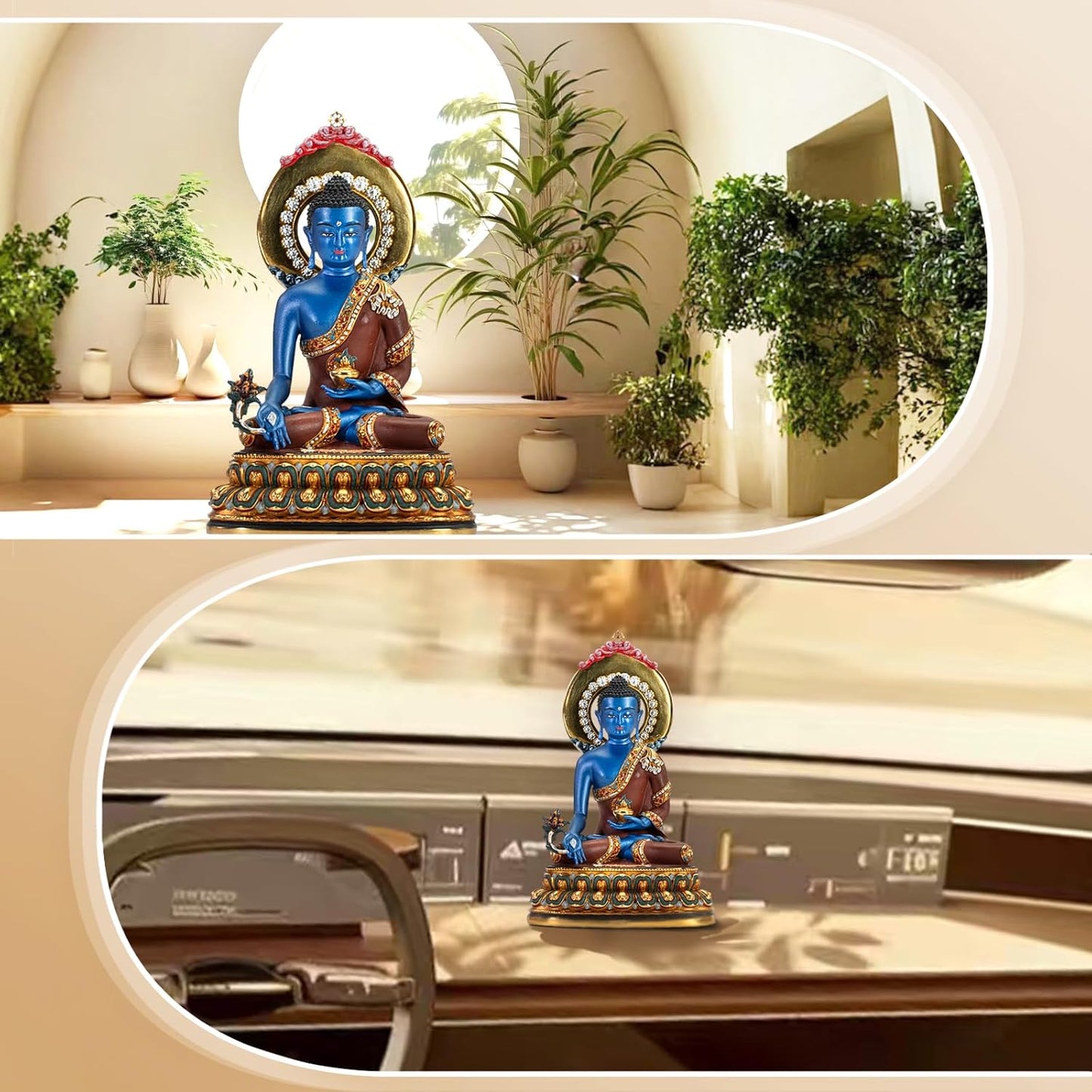 Dzogchen Medicine Buddha Statue Indoor, Handmade Copper Decor, Tibetan Buddhism, Hand-Painted Buddhist Budda, Nepalese Craft Office & Home Decoration(5.51", Bhaisajyaguru)